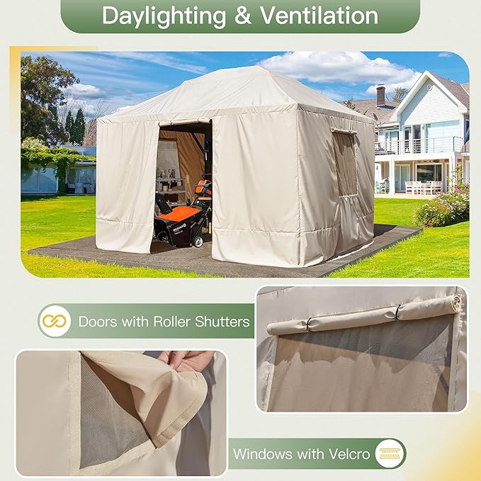 MELLCOM Winter Gazebo Cover for 10×12 Hardtop Gazebo, with Mesh Screens and Doors and Windows, Accessories for All Seasons