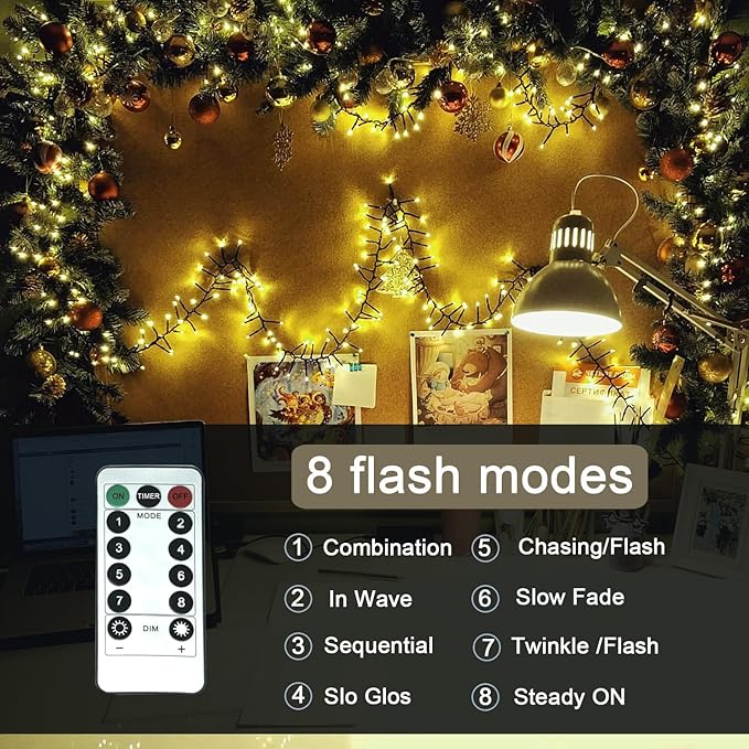 Battery Remote Control Christmas Lights Electric lights for Christmas Tree ,100 LED Clear Mini Lights String Lights,Wedding Indoor Outdoor Wreath Party Garden Thanksgiving Decoration, 36ft Waterproof