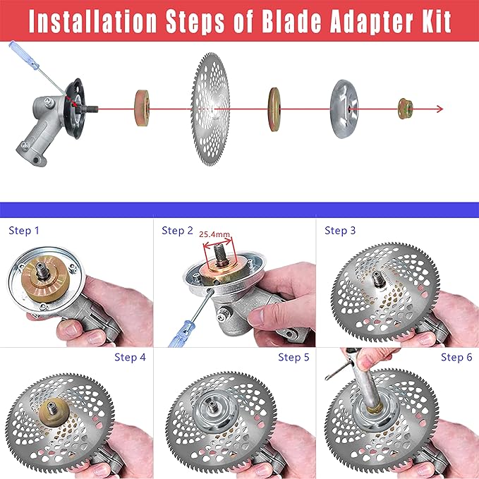 10" x 80 Teeth Carbide Tip Brush Cutter Blades Weed Trimmer Blade Head with Adapter Kit for Weed Eaters, for Husqvarna, Stihl Brush Cutter, String Trimmer, Lawn Mower(2 Pack)