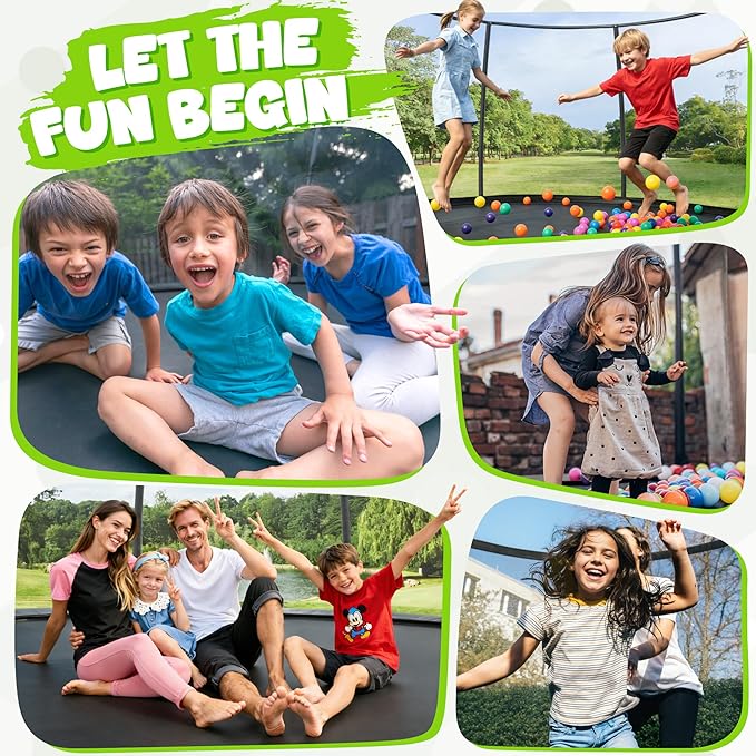 Trampoline 8FT 10FT 12FT 14FT 15FT 16FT, Recreational Trampolines with Enclosure Net and Ladder, Outdoor Anti-Rust Trampolines for Kids and Adults, ASTM Approved
