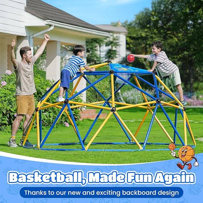 Zupapa 10FT Climbing Dome, Outdoor Jungle Gym for Kids with Climbing Grip - Geometric Dome Climber Supports 1000LBS Outdoor Playset and Easy Assembly Outdoor Play Equipment for Kids (Blue, 10FT)
