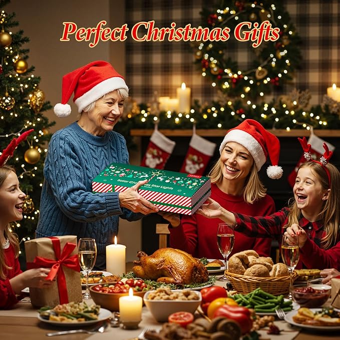 12 Pack Christmas Decorations Outdoor, Twinkling Big Star Solar Christmas Lights with 180 Bright LED and 10 Lighting Modes, Warm White Waterproof Xmas Decor for Pathway Yard