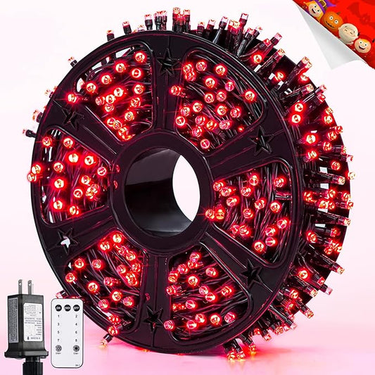 JMEXSUSS 400 LED Red Christmas Lights, 132ft Red String Lights Plug in with Remote, 8 Modes Christmas String Light Outdoor Indoor for Tree Garden Yard Porch House Decorations