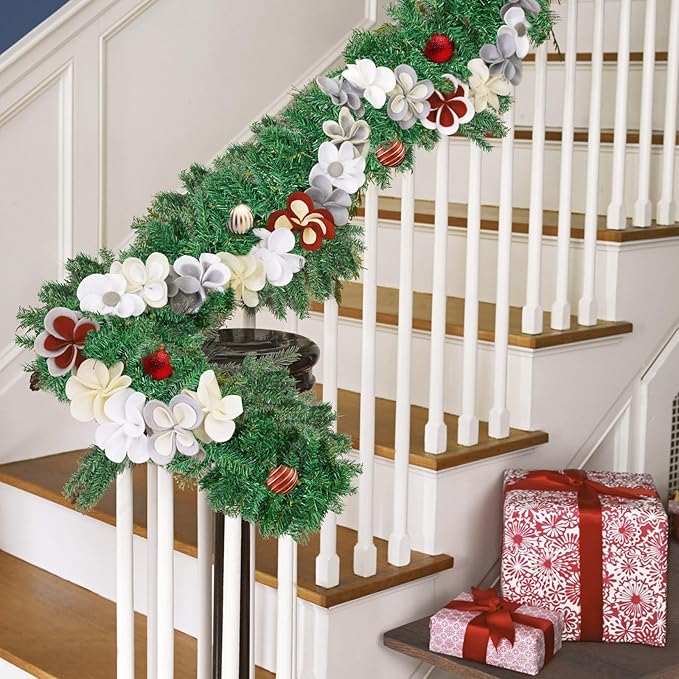 Incbruce 9 FT Artificial Christmas Garland Decorations, Faux Winter Cedar Pine Needles Garland for Table, Home Fireplace, Wall, Indoor, Outdoor Holiday Christmas Decorations (Pack of 20)