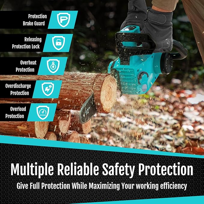 4.0Ah Battery Chainsaw 12-Inch,18V-20V Electric Chainsaw Cordless, Brushless Motor, Dual Modes, LED Display, for Professional Wood Cutting and Tree Pruning