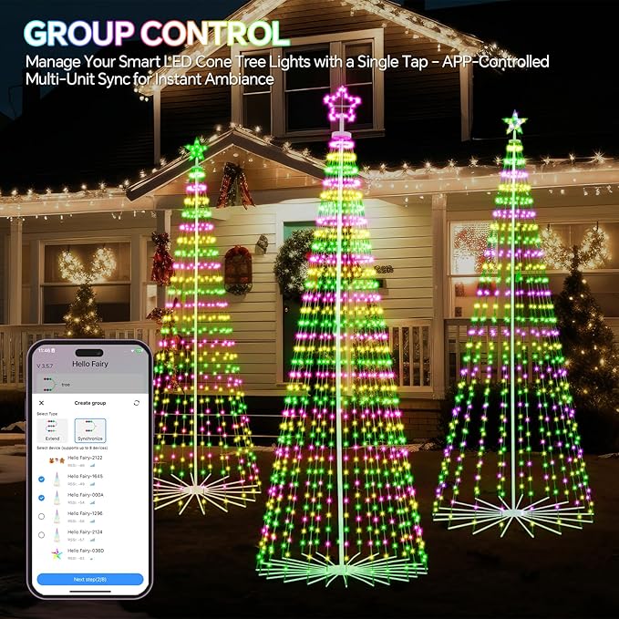 10 FT Outdoor Christmas Tree,Smart APP Remote Control RGB Color Changing DIY Timer 514 LED Christmas Tree for Indoor Outdoor Decorations