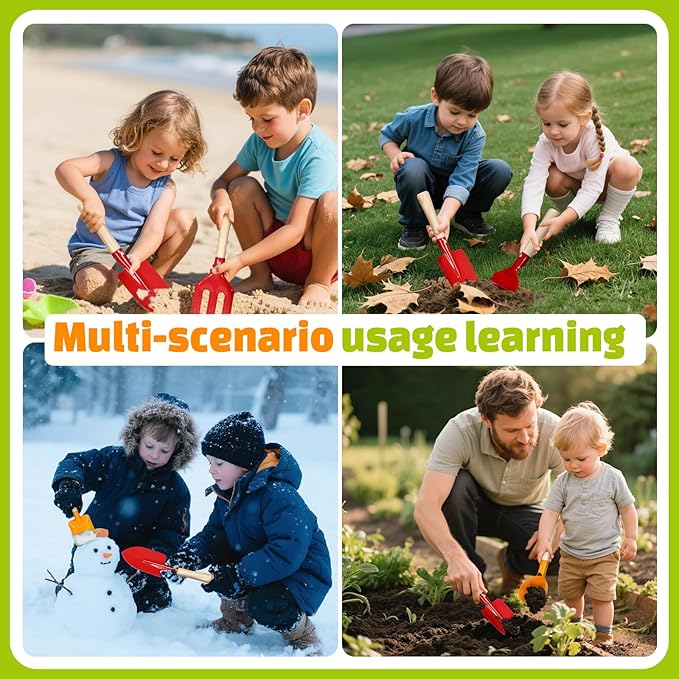 Kids Gardening Tools Set 9 pcs Wheelbarrow Set for Toddler with DIY Flowerpot,Watering Can,Shovel,Rake,Beach,Garden,Outdoor Backyard Farm Digging Play Set Toys,3-8 Year Old Boy Girl Gift