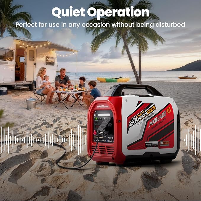 maXpeedingrods 2400 Watt Portable Inverter Generator Gas Powered, Bluetooth? App Remote Data Monitor,Only 33lbs, Compact and Lightweight for Outdoor Camping, Home Use