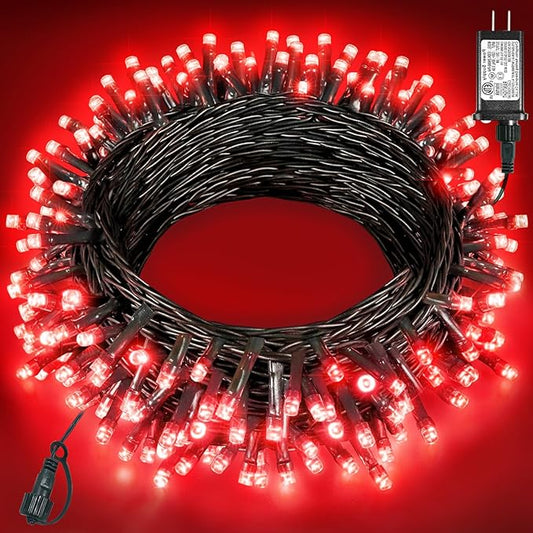 40FT 120 LED Christmas Lights Outdoor, Red Christmas String Lights for Indoor Waterproof, 8 Modes & Timer, Connectable Christmas Tree Lights for Bedroom Tree Party Decorations