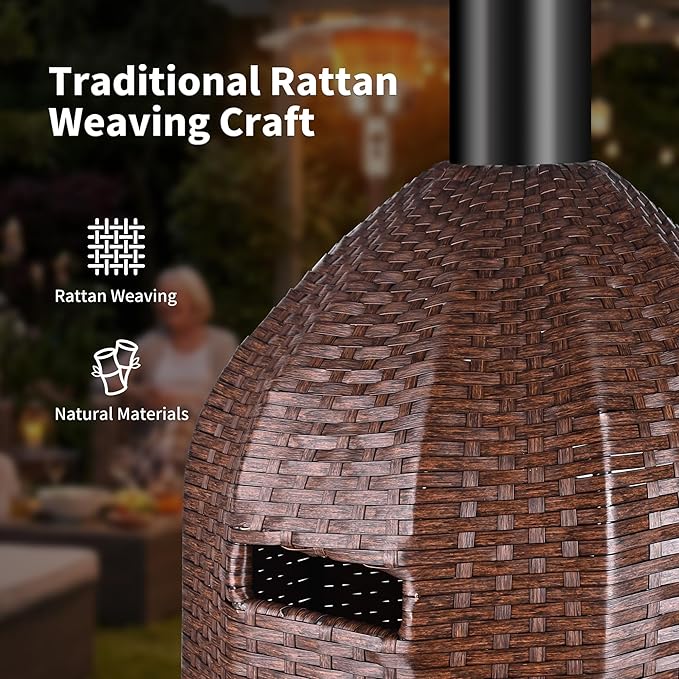 MAJARO 50,000 BTU Outdoor Propane Patio Heater with Wheels ? Wicker-Style Propane Tank Cover, Weighted Base, Easy Ignition & Safety Tilt Shut-Off for Patio & Outdoor Living Spaces