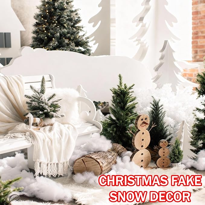 Christmas Fake Snow Fluffy Artificial Snow White Xmas Decorations for Christmas Village Displays Indoor and Outdoor Decor(12.3 oz)
