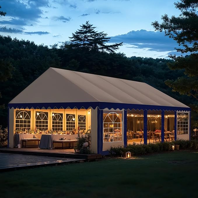 Sophia & William Party Tent 16x32 ft, Outdoor Canopy Carpas para Fiestas Heavy Duty, Large Waterproof Patio Event Wedding Tent White with Sidewalls for Backyard