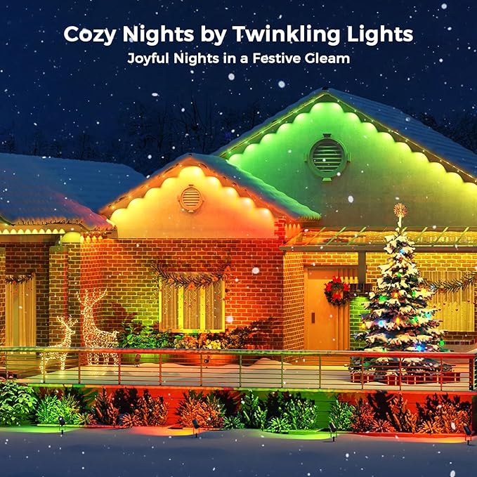 LunaSync Permanent Outdoor Lights, 150ft RGBIC Smart LED Eaves Lights with App & Remote Control, IP67 Waterproof, 50 Scene Modes for Christmas, Holiday, Pool Party & Daily Decor