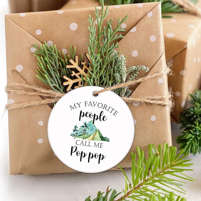 Pop Pop Gifts Ceramic Christmas Ornaments, Poppop Christmas Tree Ornaments, Xmas Thanksgiving Birthday Gifts for Poppop Grandpa, My Favorite People Call Me Pop Pop Decorative Hanging Ornament