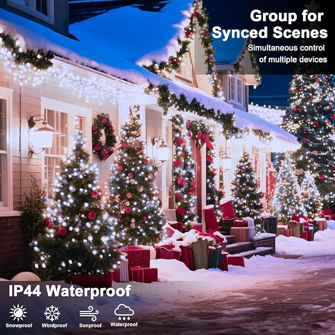 328 FT Christmas Light1000 LED Xmas Lights OutdoorChristams String Lights Waterproof 8 Modes & Timer, Fairy Lights Plug in for Weeding, Patio, Party, Holiday,Christmas Decor (Cool White)