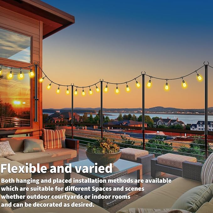 2 Pack String Light Poles,5Ft Light Poles for Outside String Lights,Outdoor Lights Pole with Fork,Metal Poles Stand for Patio Deck Backyard