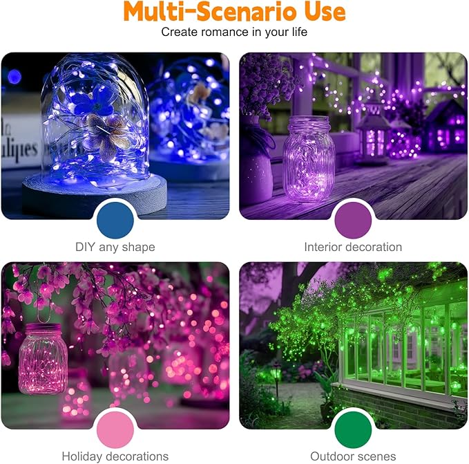 ZSJWL 6 Pack Rechargeable Fairy Lights with Remote & DIY Timer, 7Ft 20LED Mini Battery String Light, Twinkle Silver Copper Wire Lights for Wedding Party Bedroom Christmas Table Decoration (Multicolor)