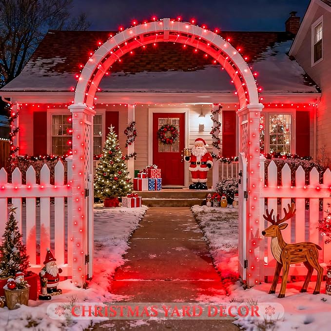 JMEXSUSS 2 Pack Red Solar Lights Outdoor Waterproof, Each 33FT 100 LED Red Christmas Lights, Solar Fairy String Light for Outside Tree Party Patio Christmas Halloween Decorations
