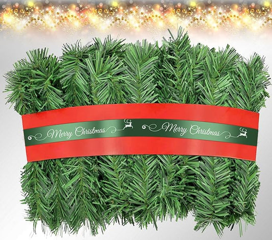 Christmas Garland, Artificial Non-Lit Green Garlands 54FT Classic Christmas Greenery Garland Festive Home Decor for Indoor or Outdoor Use