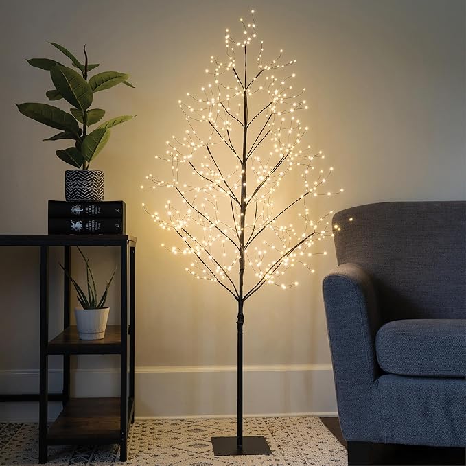 5 Ft Black Fairy Light Tree Home Décor Fairy Tree Black Room Decor, 570 Warm White LED Lights