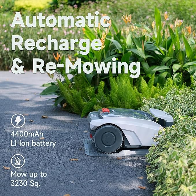 Automatic Robot Lawn Mower with GPS Navigation, Mows Up to 1/2 Acre /21,000 Sq.Ft,300% Higher Efficiency of Auto Path Planning，APP Control，GPS Anti-Theft, IPX5