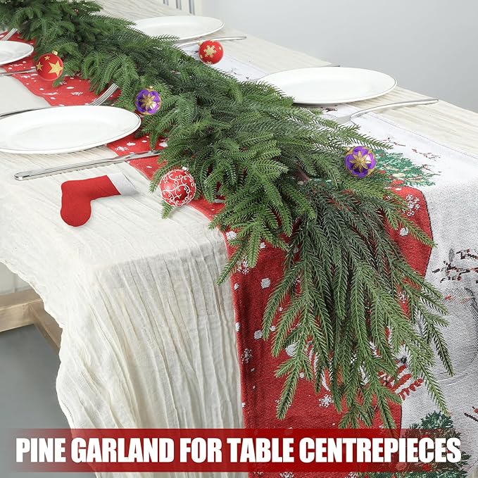 Artgar Pine Garland - 6 Ft Christmas Garland - Artificial Green Cedar Garlands - Garlands Christmas Decorations for Home Mantel Stairs Dining Table Christmas Decor (Green)