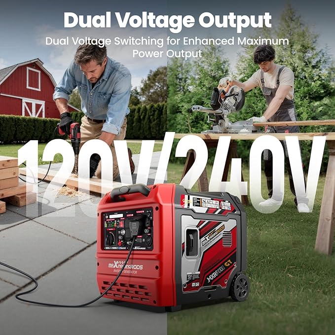 maXpeedingrods 6000 Watt Portable Inverter Generator with Bluetooth? App Remote Control, with Electric Start, Dual Voltage Output with Wheels and Telescopic Handle for Garden, RV Trips, Home Backup