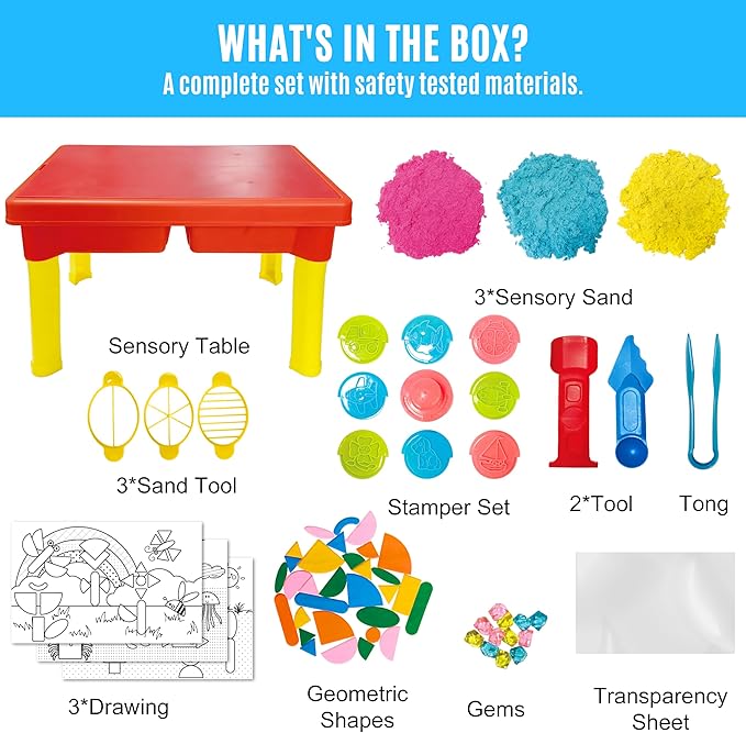 Sensory Table with Sands, Sand & Water Play Table for Kids£¬Indoor and Outdoor Activity Table, Sensory Bin Toys for Toddlers 3 4 5 6 7£¬17x11.5x10.2 Inches