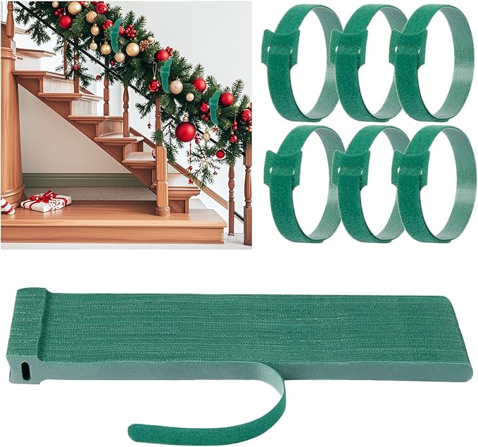 80 Pcs Christmas Garland Ties Reusable Green Nylon Garden Plant Cable Straps Adjustable Banister Ties for Christmas Tree Wreath Garland Wrapping Door Stairway Railings Decoration (80, 12 Inch)