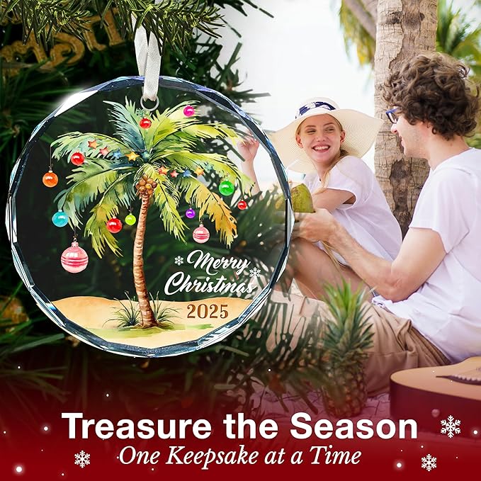 Palm Tree Christmas Ornament - Coastal Beach Ornaments for Christmas Tree, Ocean and Beachy Ornaments for Your Beach Themed, Unique Decorations for A Tropical Holiday