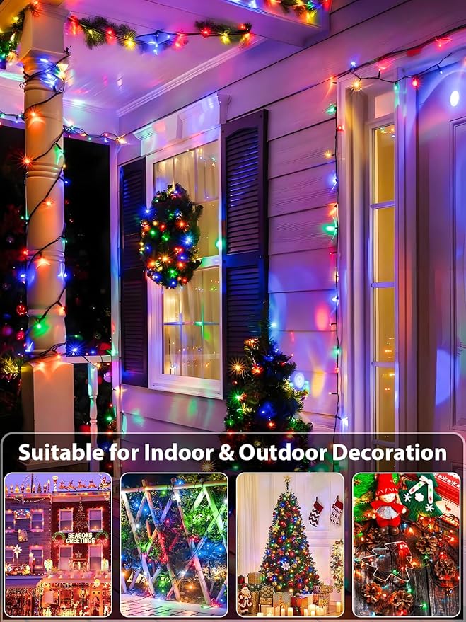 Upgraded 264FT 800 LED Christmas Lights Outdoor Indoor, Xmas Green Wire Plug In String Lights with Memory & Timer & 8 Modes, Waterproof Fairy Light for Tree Party Garden Christmas Decor (Multicolor)