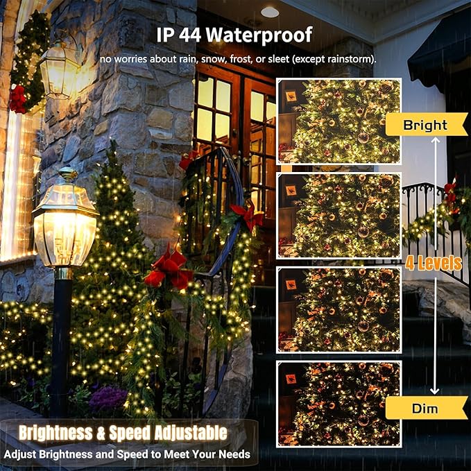 LJLNION 98.5ft Christmas Lights Color Changing with Remote, 300 LED RGB Fairy String Lights Halloween Decorative Lights, 8 Lighting Modes & Timer, Plug in Indoor Outdoor Xmas Wedding Party Decor