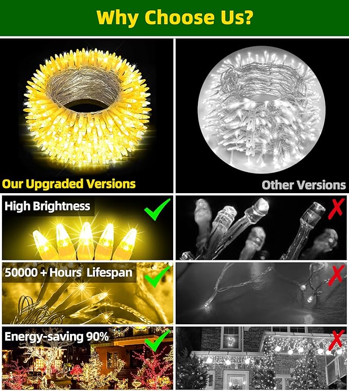 750 LED 246FT Christmas Lights Outdoor, Super Long Waterproof Christmas String Lights with 8 Modes, Christmastree Lights with Timer Memory for Fence Garden Xmas Wedding Party Decor Warm White