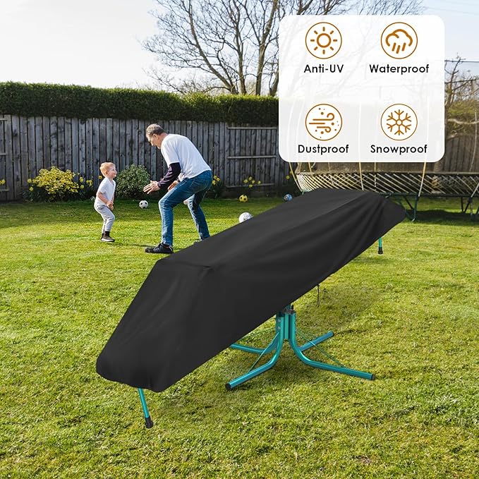 Teeter Totter Cover, Outdoor Waterproof Accessories for Kids Spin Seesaw Teeter Totter Heavy Duty Playground Equipment Cover - Black 77L x 12W x 13H