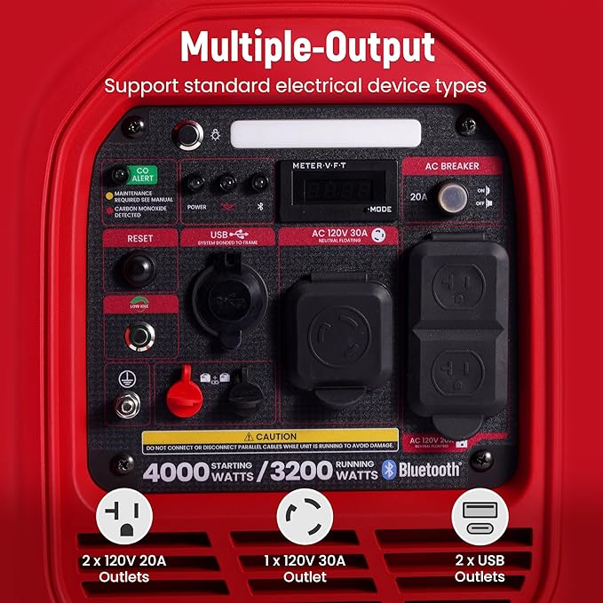 maXpeedingrods 4000 Watt Inverter Generator Portable, Bluetooth? App Remote Data Monitor, RV Ready, Gas Powered Generator with CO Alarm for Outdoor Camping, Home Backup