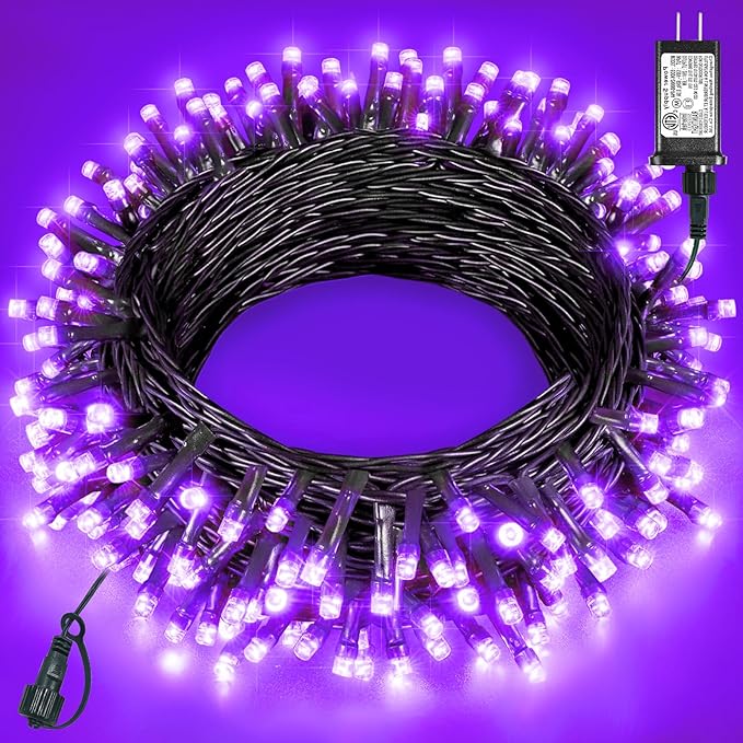 40FT 120 LED Christmas Lights Outdoor, Purple Christmas String Lights for Outside Waterproof, 8 Modes Connectable Christmas Tree Lights for Indoor Bedroom Tree Patio Holiday Decorations