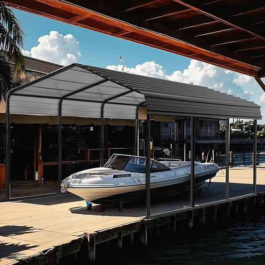 TCE Metal Carport Canopy 10x15 Heavy Duty,Multi-Use Canopy Garage Shed,Portable Car Garage with Enhanced Metal Frame, Outdoor Car Shelter for Car, Boats and Tractors