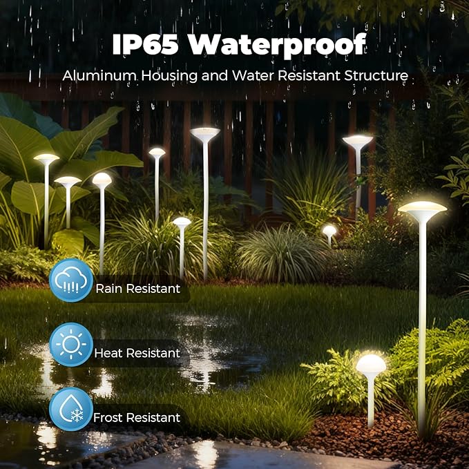Gardencoin Outdoor Garden Decorations Light, Unique LED Landscape Lighting Decor Waterproof, Mushroom Light Wired with Transformer for Yard, Patio, Lawn, Path, Set of 8