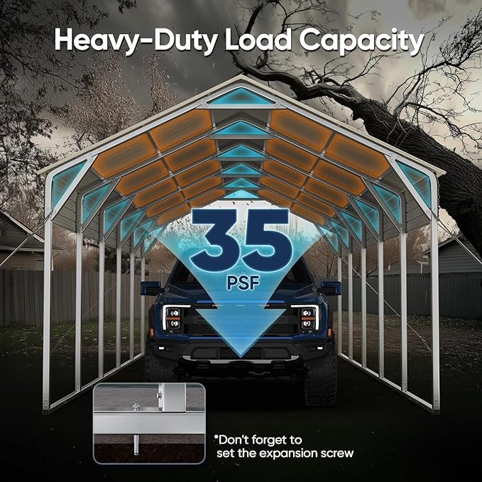 Quictent Heavy Duty 13x26 FT Vertical Roof Metal Carport, Pre-Drilled All Weather Car Shelter for RV, Vehicles & Farm Equipment