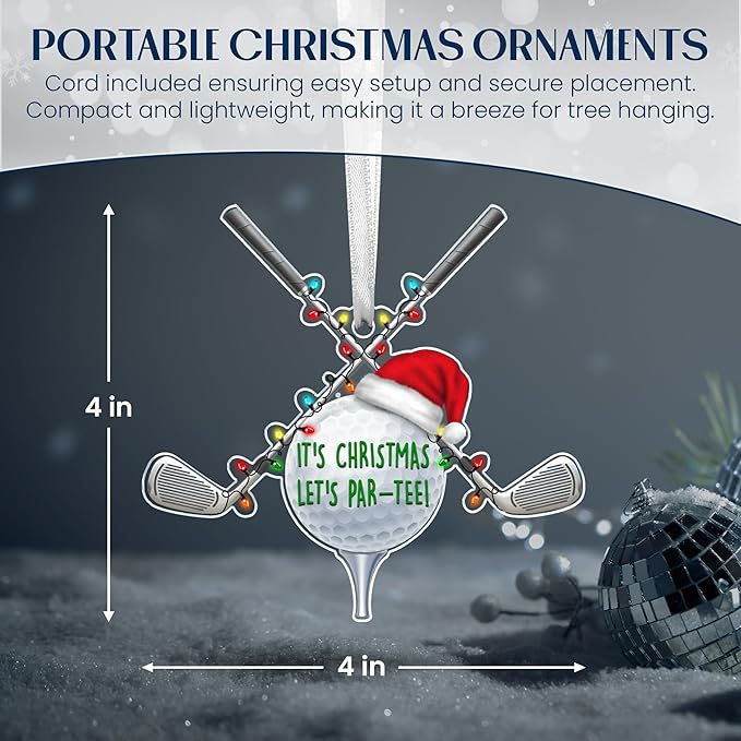 FLAGWIX Christmas Golf Gifts for Men Women - Acrylic Ornaments 2025 Tree Decorations - Golf Ornaments for Christmas Tree, Funny Sports Ornament Gifts for Men Dad Husband