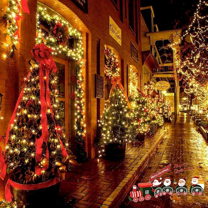 6 Pack 270FT Solar Christmas Lights Outdoor Waterproof, Super Bright 480 LED Solar String Lights with 8 Lighting Modes, Green Wire Solar Twinkle Tree Lights for Outside Xmas Party(Warm White)