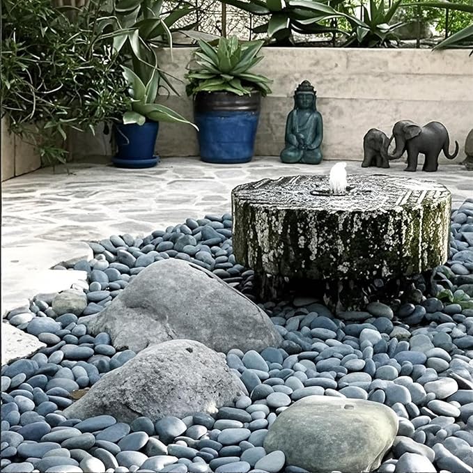 10 Pounds Black River Rocks, 2-3 Inch Black Stones Pebbles for Plants, Landscaping, Garden, Aquarium, Backyard and Indoor Water Fountains