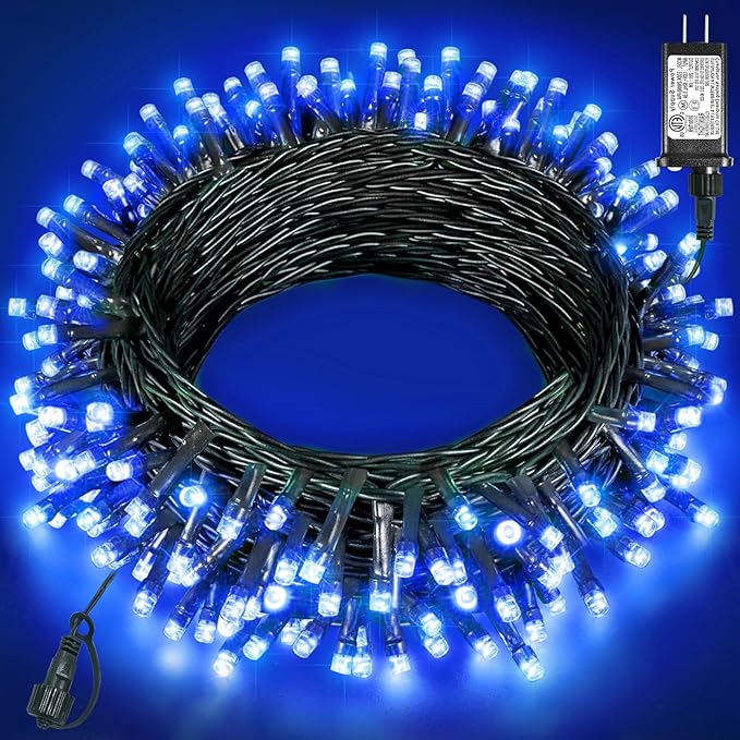 40FT 120 LED Christmas Lights Outdoor, Blue Christmas String Lights with 8 Modes & Waterproof, Connectable Plug in Christmas Tree Lights for Indoor Bedroom Home Holiday Decorations