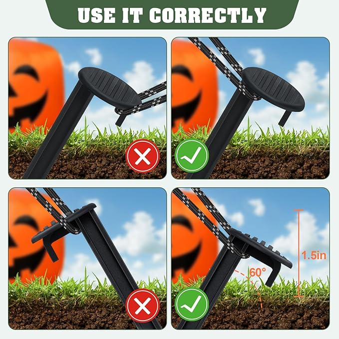 5.7'' Plastic Ground Stakes for Inflatable Decorations, 18-Pack, Halloween and Christmas Yard Decor