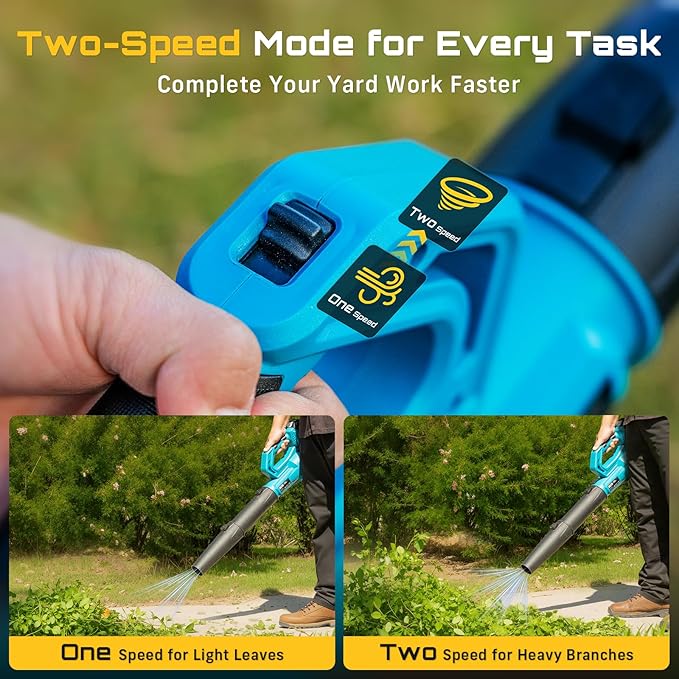 SEESII Cordless Hedge Trimmer and Leaf Blower Combo, 2 Pcs 4.0Ah Batteries, Electric Handheld Bush Trimmer with 20 Dual-Action Blade, Lightweight Brushless Blower with 2 Speed Modes for Yard Garden