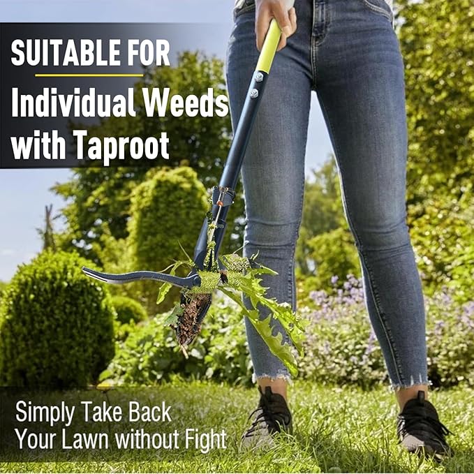 Jardineer Weed Puller Tool, 45 Stand Up Weed Remover Tool with Reinforced All-Steel Handle & 4-Claw Steel Head, Heavy Duty Manual Weeder for Garden Lawn Yard, Easily Remove Weeds Without Bending