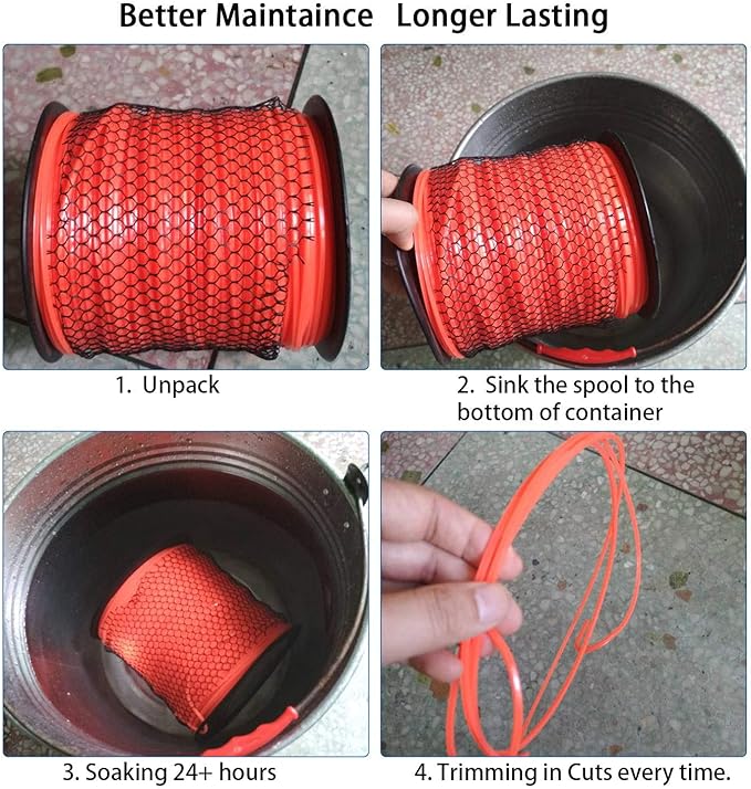A ANLEOLIFE 5-Pound Commercial Square .095-Inch-by-1280-ft String Trimmer Line in Spool,with Built-in Line Cutter, Orange