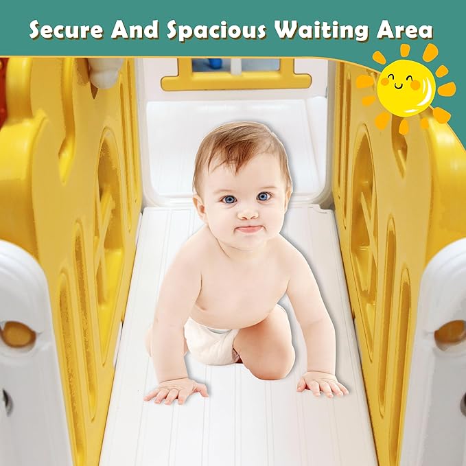 7 in 1 Toddler Slide,Kids Climber Slide with Storage Space and Non-Slip Steps, Toddler Playset with Basketball Hoopa and Telescope, Indoor Outdoor Playground for Toddlers