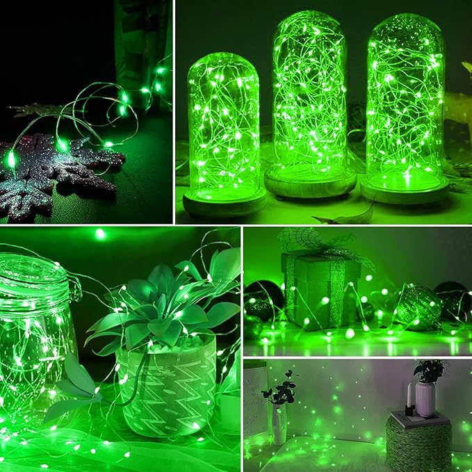 AIKEI 12 Pack LED Fairy Lights Battery Operated, String Lights Waterproof 7 Feet 20 Led Firefly Starry Lights for Wedding Party Bedroom Garden Christmas Decoration (Green, 12 Pack)