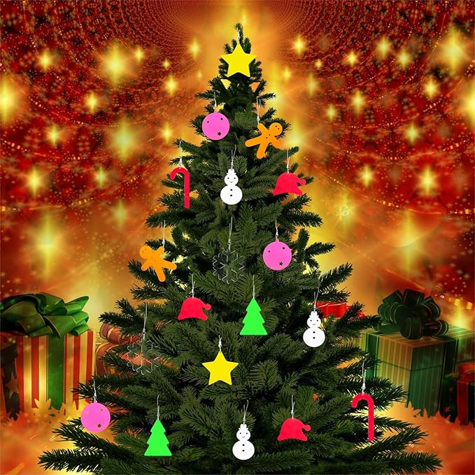 24Pcs 2026 Christmas Ornaments Decorations, Trends Acrylic Christmas Pendants for Tree, Include Snowflake/Candy Cane/Santa Hat/Gingerbread Man/Star/Round Ball/Snowman/Tree